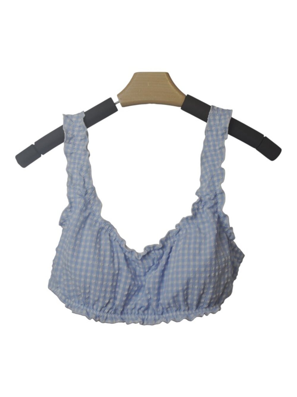 NWT Wild Fable Blue Gingham Bikini Top XL 16 Removable Pads